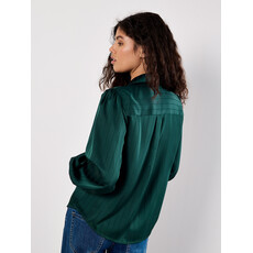 APRICOT APRICOT 25H SATIN STRIPE OPEN COLAR BLOUSE GREEN