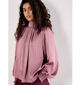 APRICOT APRICOT 25H SATIN STRIPE OPEN COLAR BLOUSE PURPLE