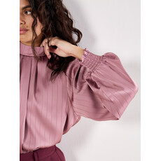 APRICOT APRICOT 25H SATIN STRIPE OPEN COLAR BLOUSE PURPLE
