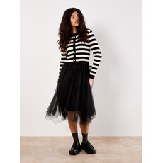 APRICOT APRICOT 25H ROBE 2 IN 1 STRIPE CARDI TULL SKIRT DRESS