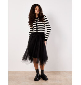 APRICOT APRICOT 25H ROBE 2 IN 1 STRIPE CARDI TULL SKIRT DRESS