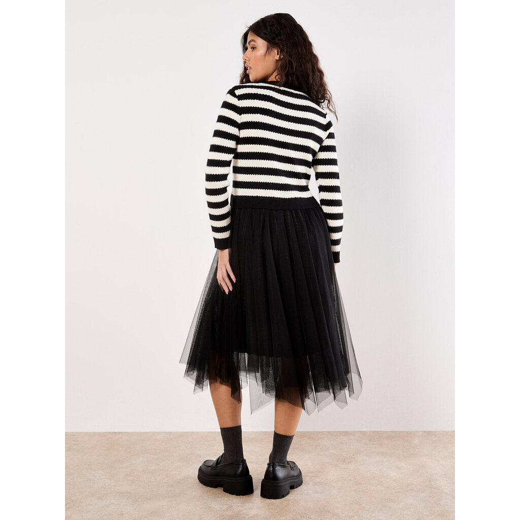 APRICOT APRICOT 25H ROBE 2 IN 1 STRIPE CARDI TULL SKIRT DRESS