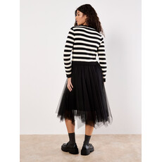 APRICOT APRICOT 25H ROBE 2 IN 1 STRIPE CARDI TULL SKIRT DRESS