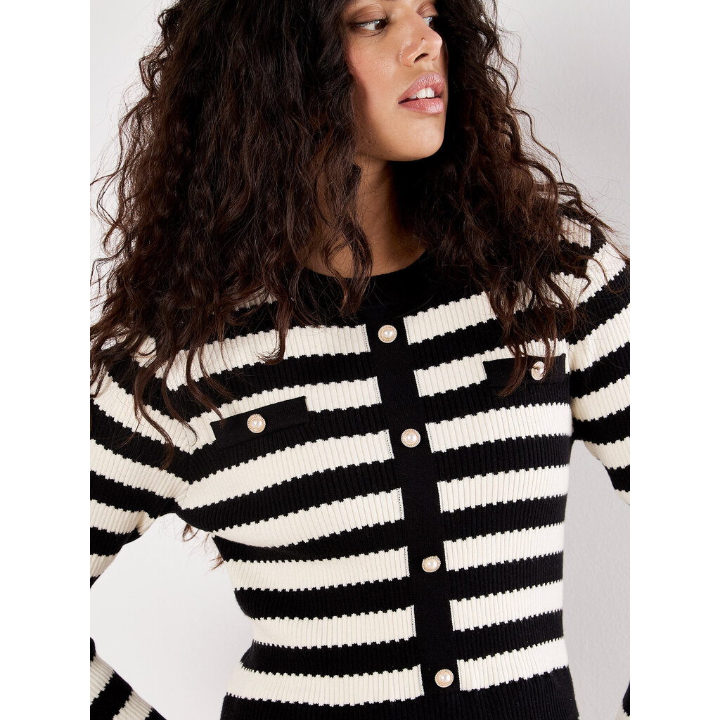 APRICOT APRICOT 25H ROBE 2 IN 1 STRIPE CARDI TULL SKIRT DRESS