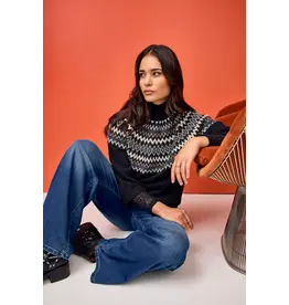 JENSEN 25H PULL TRICOT MOCK NECK MOTIFS GEO NOIR