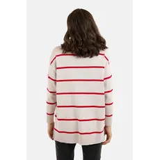 JENSEN 25H PULL COL MONTANT LIGNE BEIGE/ROUGE