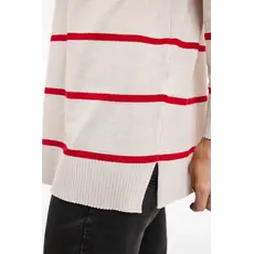 JENSEN 25H PULL COL MONTANT LIGNE BEIGE/ROUGE