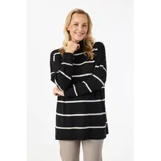 JENSEN 25H PULL COL MONTANT LIGNE NOIR/BEIGE