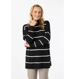 JENSEN 25H PULL COL MONTANT LIGNE NOIR/BEIGE