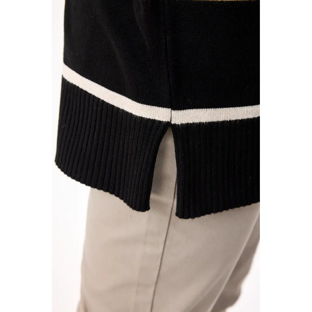 JENSEN 25H PULL COL MONTANT LIGNE NOIR/BEIGE