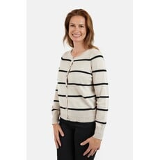 JENSEN 25H CARDIGAN LIGNE ECRU/NOIR