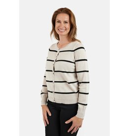 JENSEN 25H CARDIGAN LIGNE ECRU/NOIR