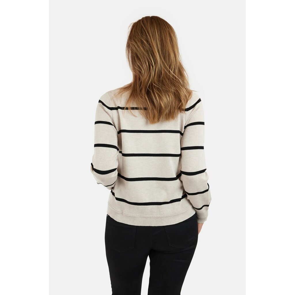 JENSEN 25H CARDIGAN LIGNE ECRU/NOIR