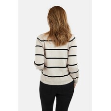 JENSEN 25H CARDIGAN LIGNE ECRU/NOIR