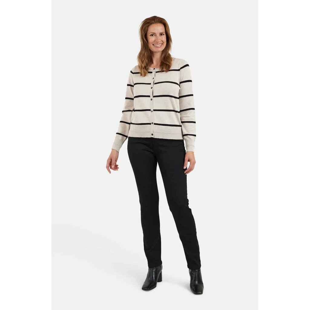 JENSEN 25H CARDIGAN LIGNE ECRU/NOIR