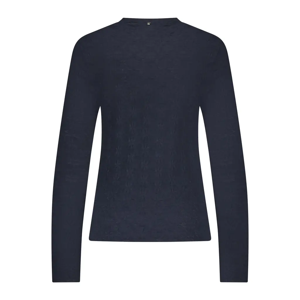 TRAMONTANA TRAMONTANA 25H BRUSHED STRETCH LACE TOP MARINE