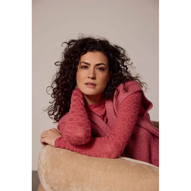 TRAMONTANA TRAMONTANA 25H BRUSHED STRETCH LACE TOP ROSEWOOD