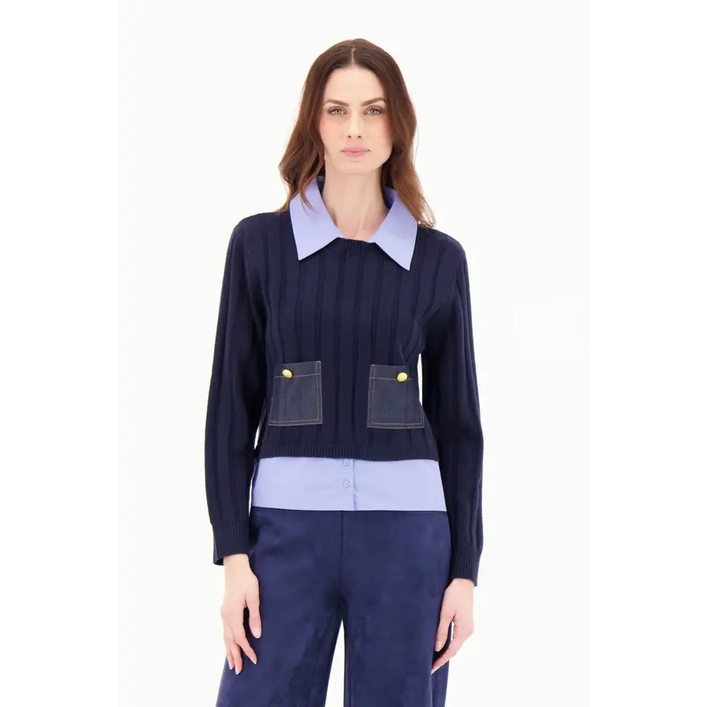 SPANNER SPANNER 25H PULL DUO COL CHEMISE AMOVIBLE MARINE