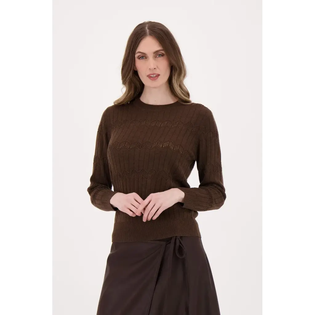 SPANNER SPANNER 25H PULL TRICOT CHEVRON CREWNECK CHOCOLAT