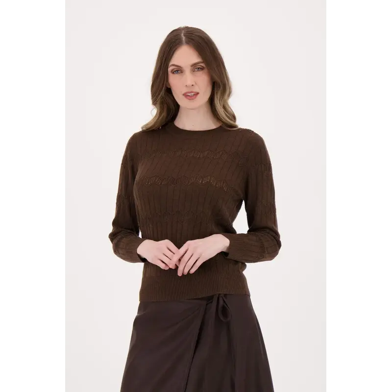 SPANNER SPANNER 25H PULL TRICOT CHEVRON CREWNECK CHOCOLAT