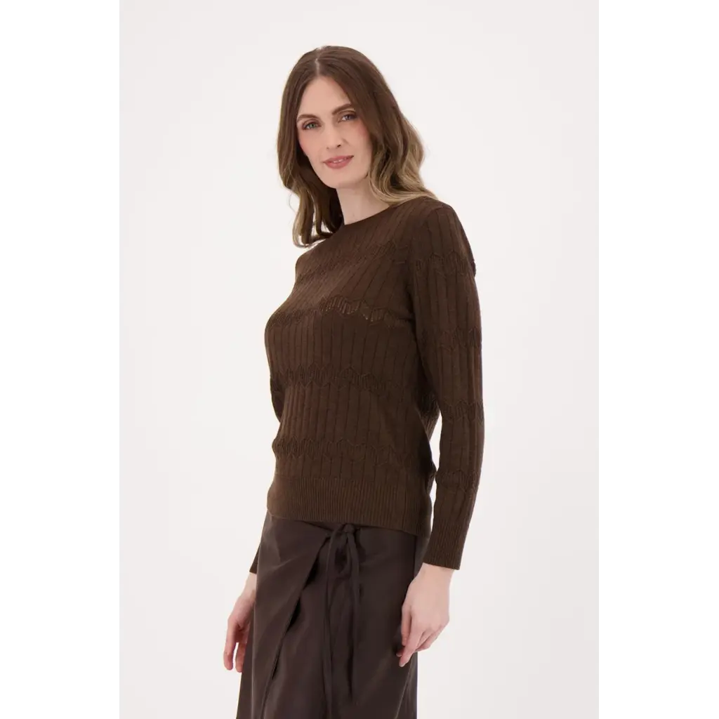 SPANNER SPANNER 25H PULL TRICOT CHEVRON CREWNECK CHOCOLAT
