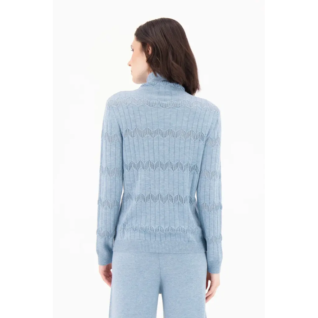 SPANNER SPANNER 25H PULL TRICOT CHEVRON TURTLENECK BLEU