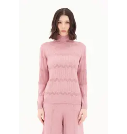 SPANNER SPANNER 25H PULL TRICOT CHEVRON TURTLENECK ROSE