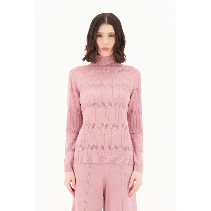 SPANNER SPANNER 25H PULL TRICOT CHEVRON TURTLENECK ROSE