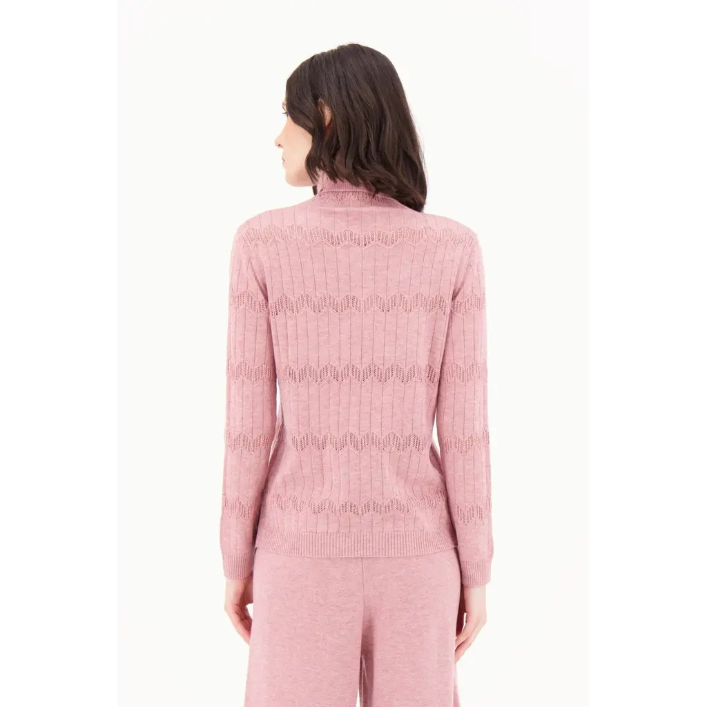 SPANNER SPANNER 25H PULL TRICOT CHEVRON TURTLENECK ROSE