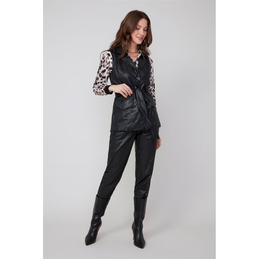 RENUAR RENUAR 25H VESTE S MANCHES FAUX CUIR NOEUD NOIR