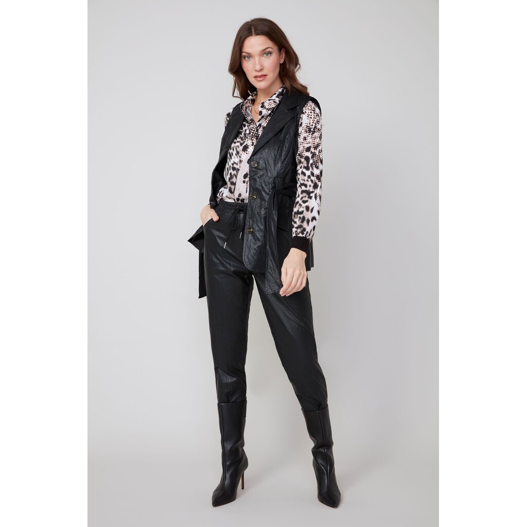 RENUAR RENUAR 25H VESTE S MANCHES FAUX CUIR NOEUD NOIR