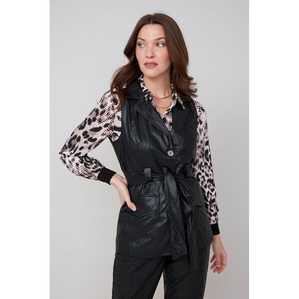 RENUAR RENUAR 25H VESTE S MANCHES FAUX CUIR NOEUD NOIR