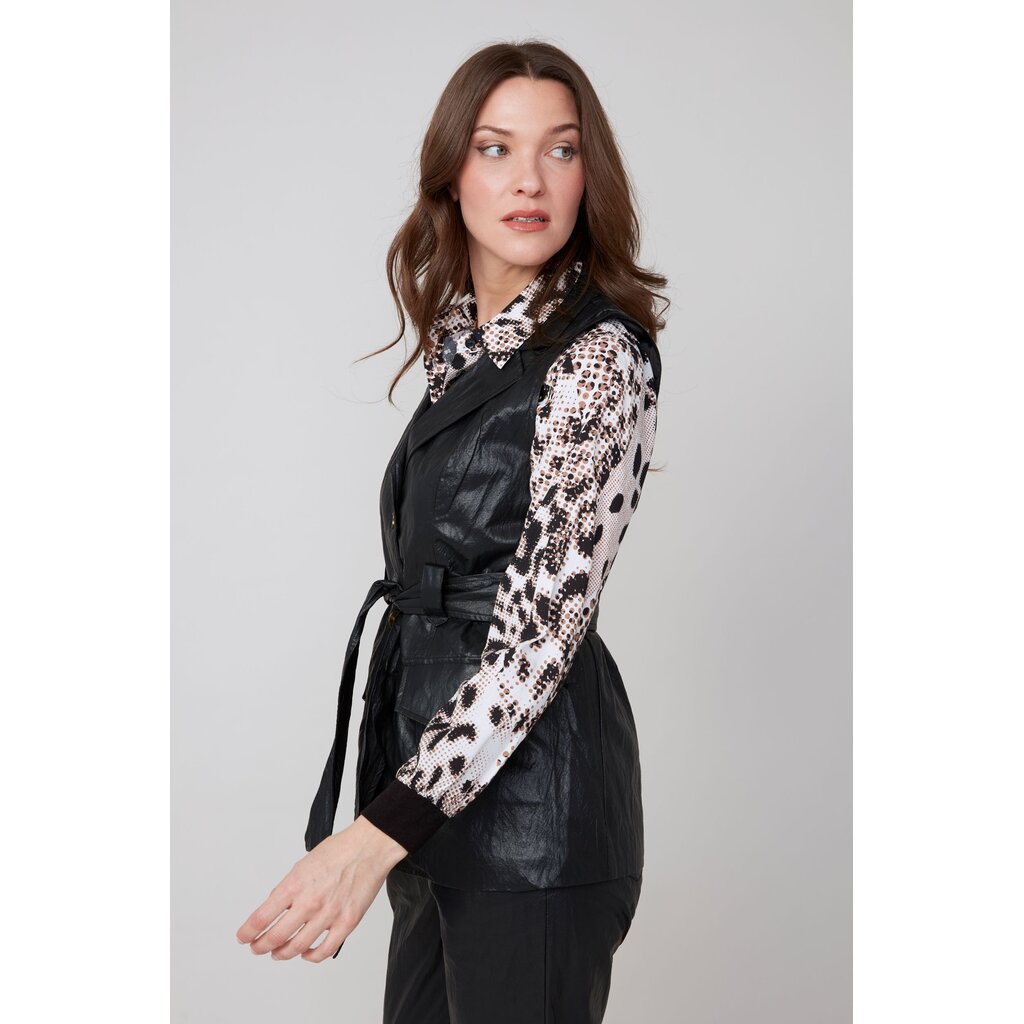 RENUAR RENUAR 25H VESTE S MANCHES FAUX CUIR NOEUD NOIR
