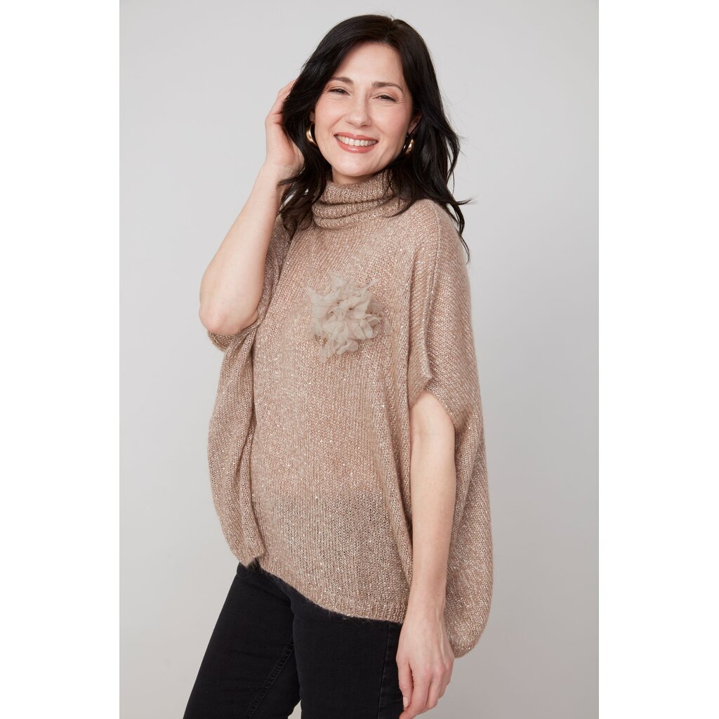 RENUAR RENUAR 25H PULL TRICOT CARRE COL ROULE BRILLANT LATTE