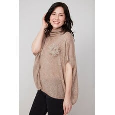 RENUAR RENUAR 25H PULL TRICOT CARRE COL ROULE BRILLANT LATTE