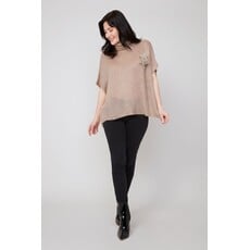 RENUAR RENUAR 25H PULL TRICOT CARRE COL ROULE BRILLANT LATTE