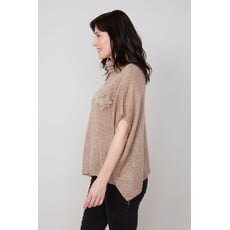 RENUAR RENUAR 25H PULL TRICOT CARRE COL ROULE BRILLANT LATTE