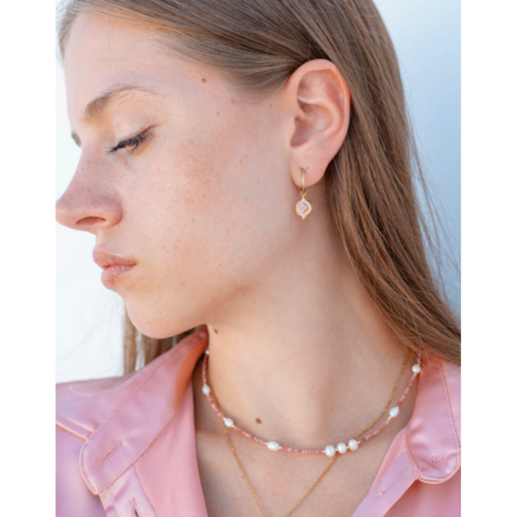 NOEVAH NOEVAH BOUCLES D'OREILLE MARGUERITE RHODOCROSITE