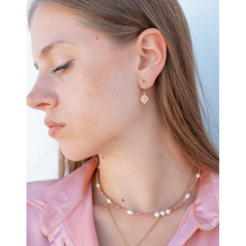 NOEVAH NOEVAH BOUCLES D'OREILLE MARGUERITE RHODOCROSITE