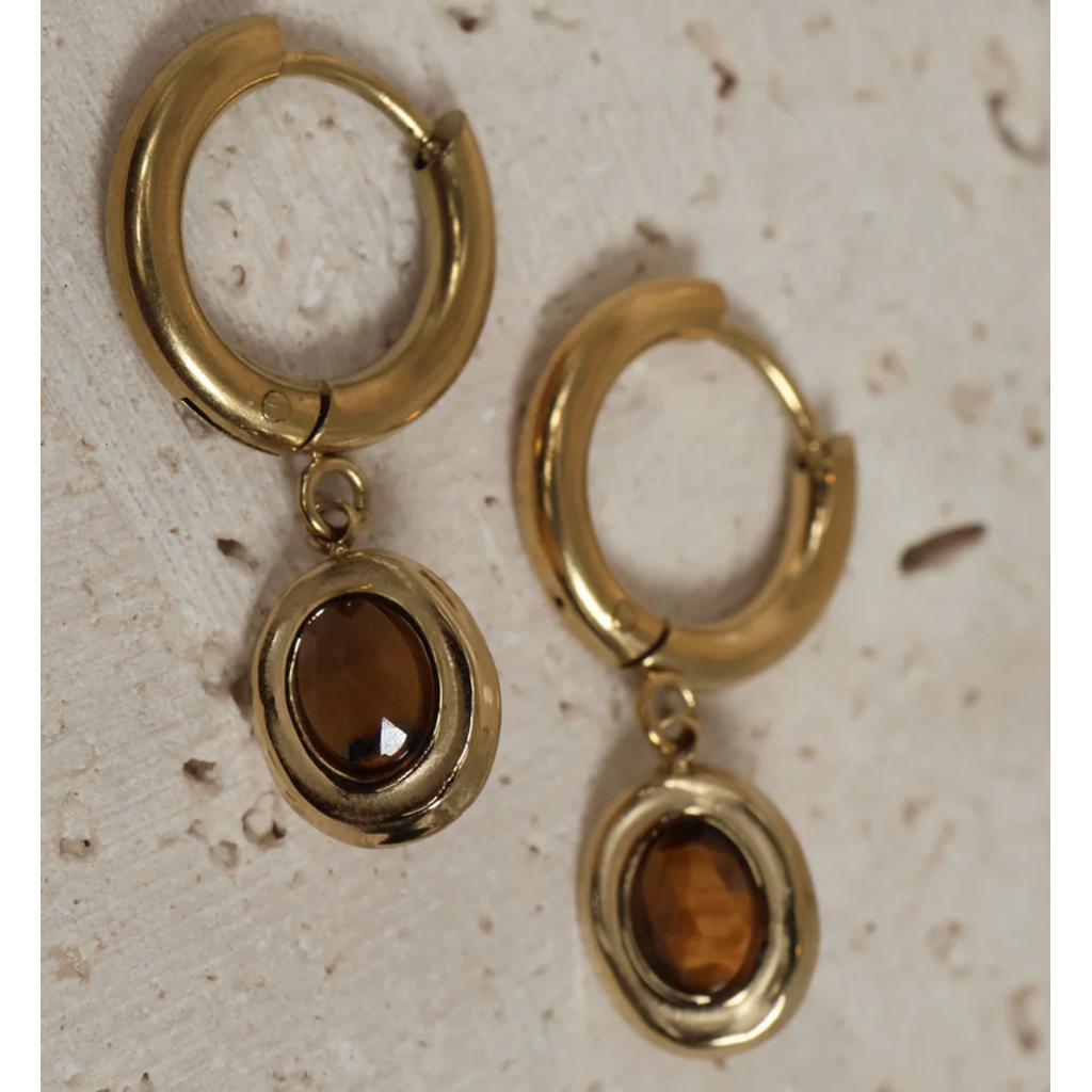 NOEVAH NOEVAH BOUCLES D'OREILLE AMALYA OEIL DE TIGRE