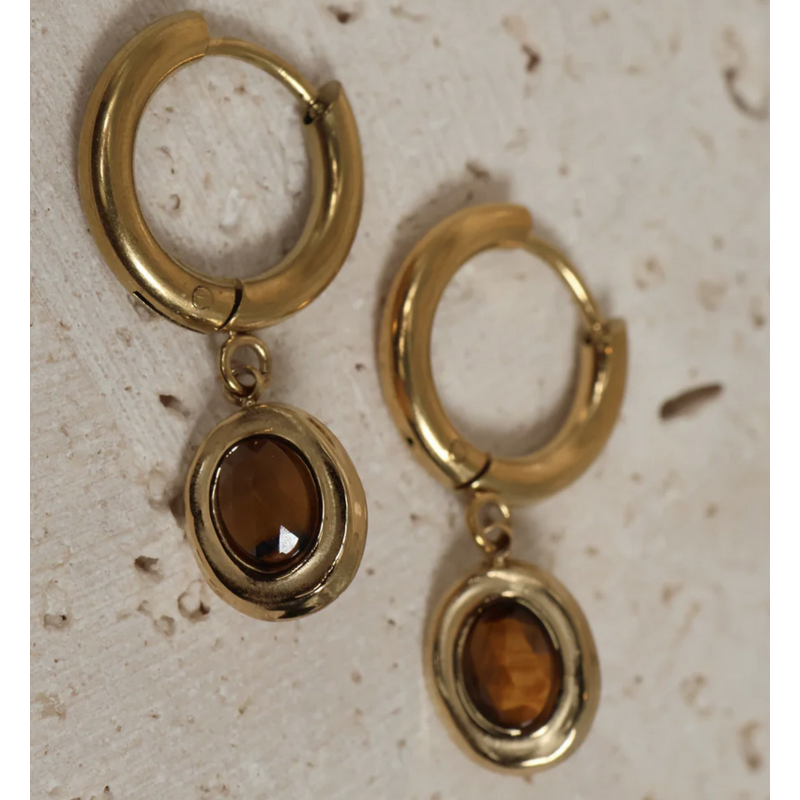 NOEVAH NOEVAH BOUCLES D'OREILLE AMALYA OEIL DE TIGRE