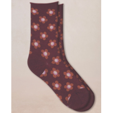 BLEU FORÊT BLEU FORET CHAUSSETTE LAINE FINE FLEURS CHIANTI