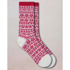 BLEU FORÊT BLEU FORET CHAUSSETTE MOTIF NORVEGIEN ECRU