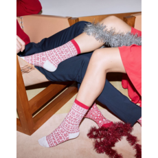 BLEU FORÊT BLEU FORET CHAUSSETTE MOTIF NORVEGIEN ECRU