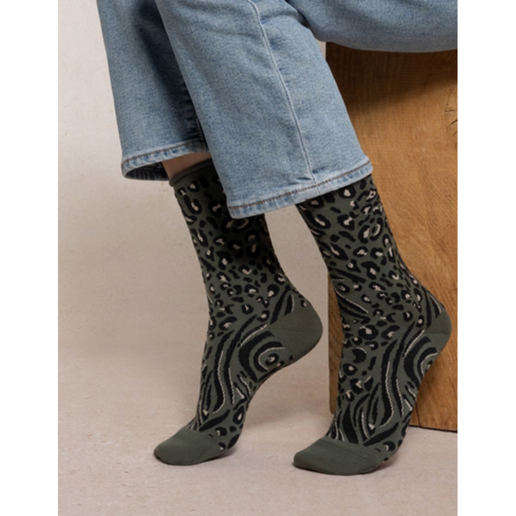 BLEU FORÊT BLEU FORET CHAUSSETTE LAINE FINE PEAU DE BETE SAUGE