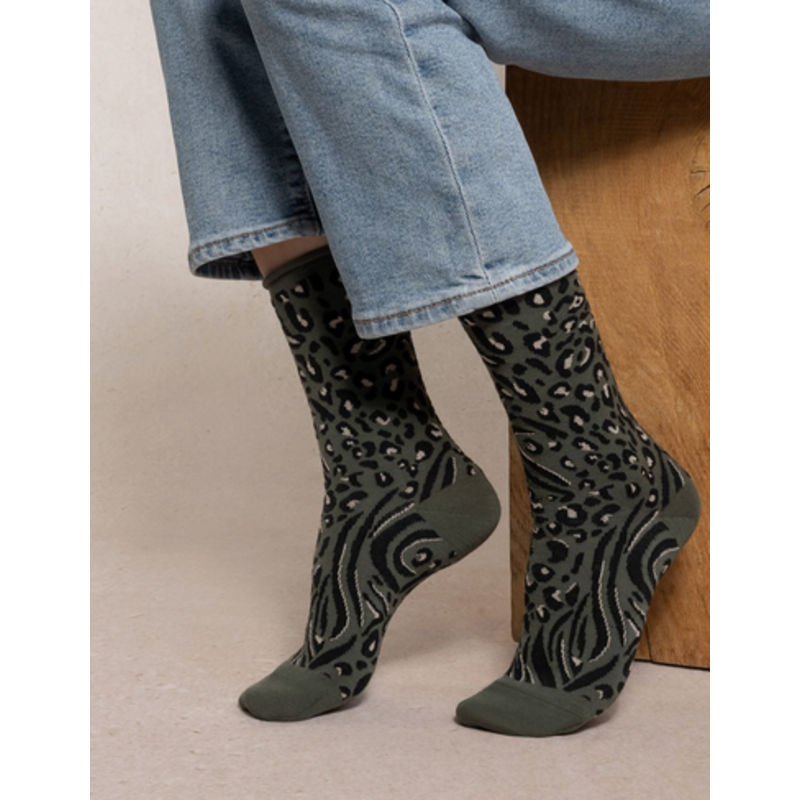 BLEU FORÊT BLEU FORET CHAUSSETTE LAINE FINE PEAU DE BETE SAUGE