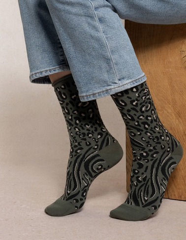 BLEU FORÊT BLEU FORET CHAUSSETTE LAINE FINE PEAU DE BETE SAUGE