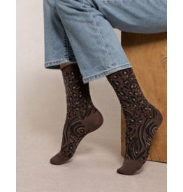 BLEU FORÊT BLEU FORET CHAUSSETTE LAINE FINE PEAU DE BETE CHOCOLAT