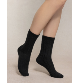 BLEU FORÊT BLEU FORET CHAUSSETTE LAINE ALPAGA A COTES 6570 NOIR