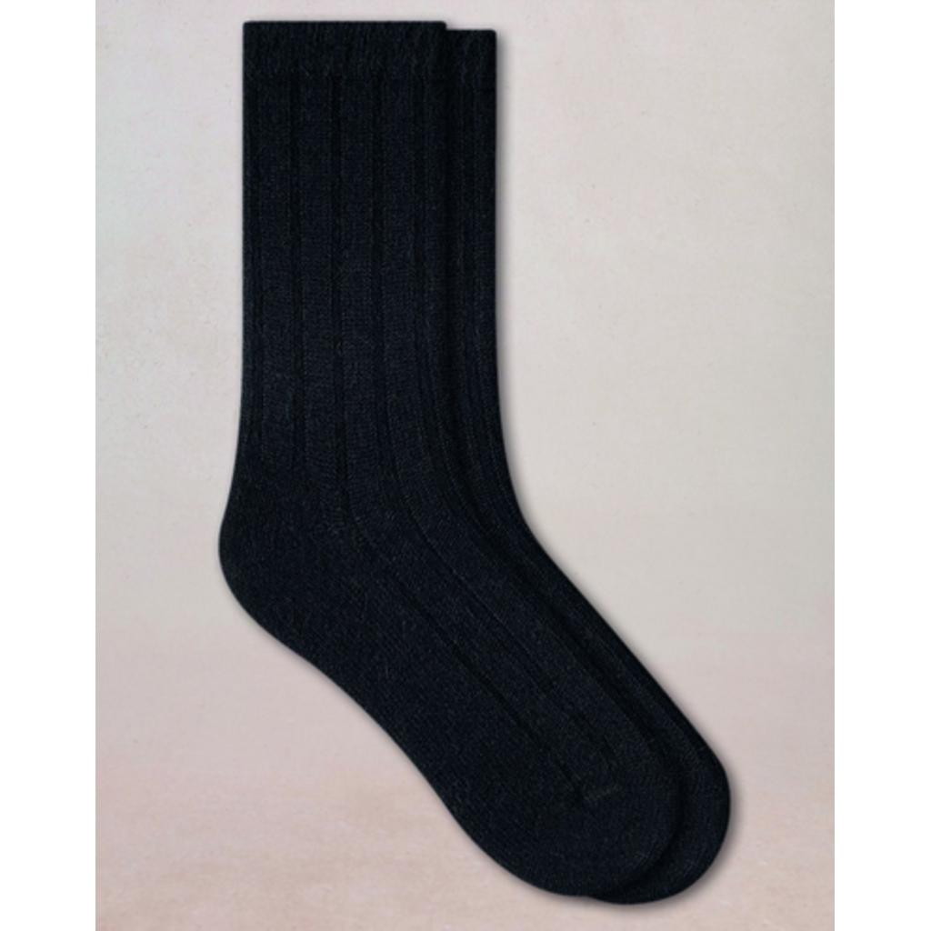 BLEU FORÊT BLEU FORET CHAUSSETTE LAINE ALPAGA A COTES 6570 NOIR